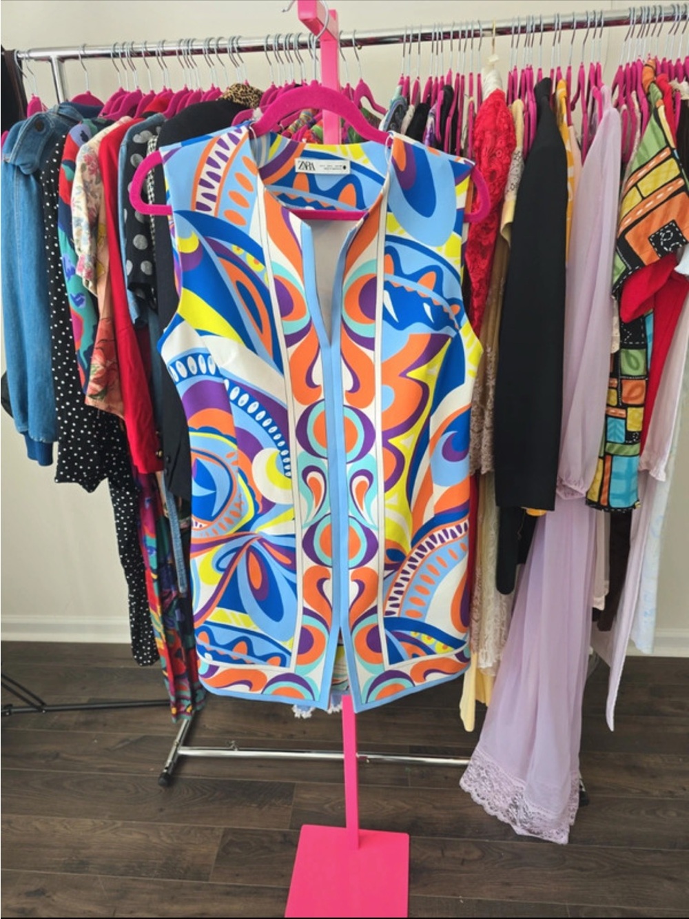 Zara Vibrant Multicolor Sleeveless Tunic - Blue, Orange, Yellow